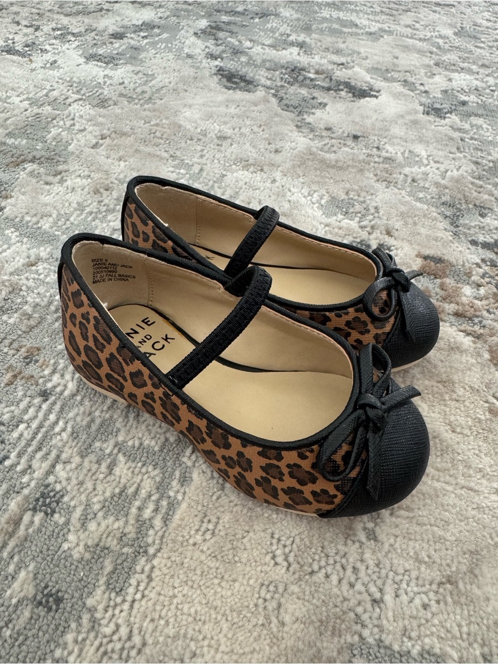 Janie and Jack Leopard Print Mary Jane Flats